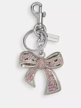 Coach Bow Bag Charm SILVER/PURPLE. NWT